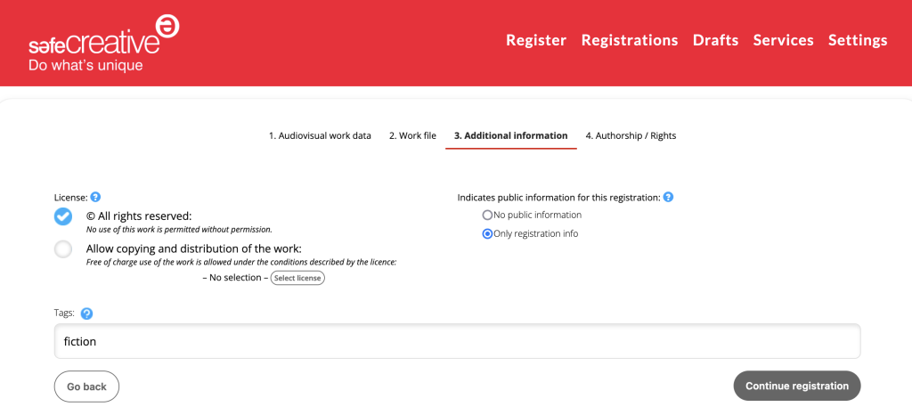 Reservation of rights and visible information