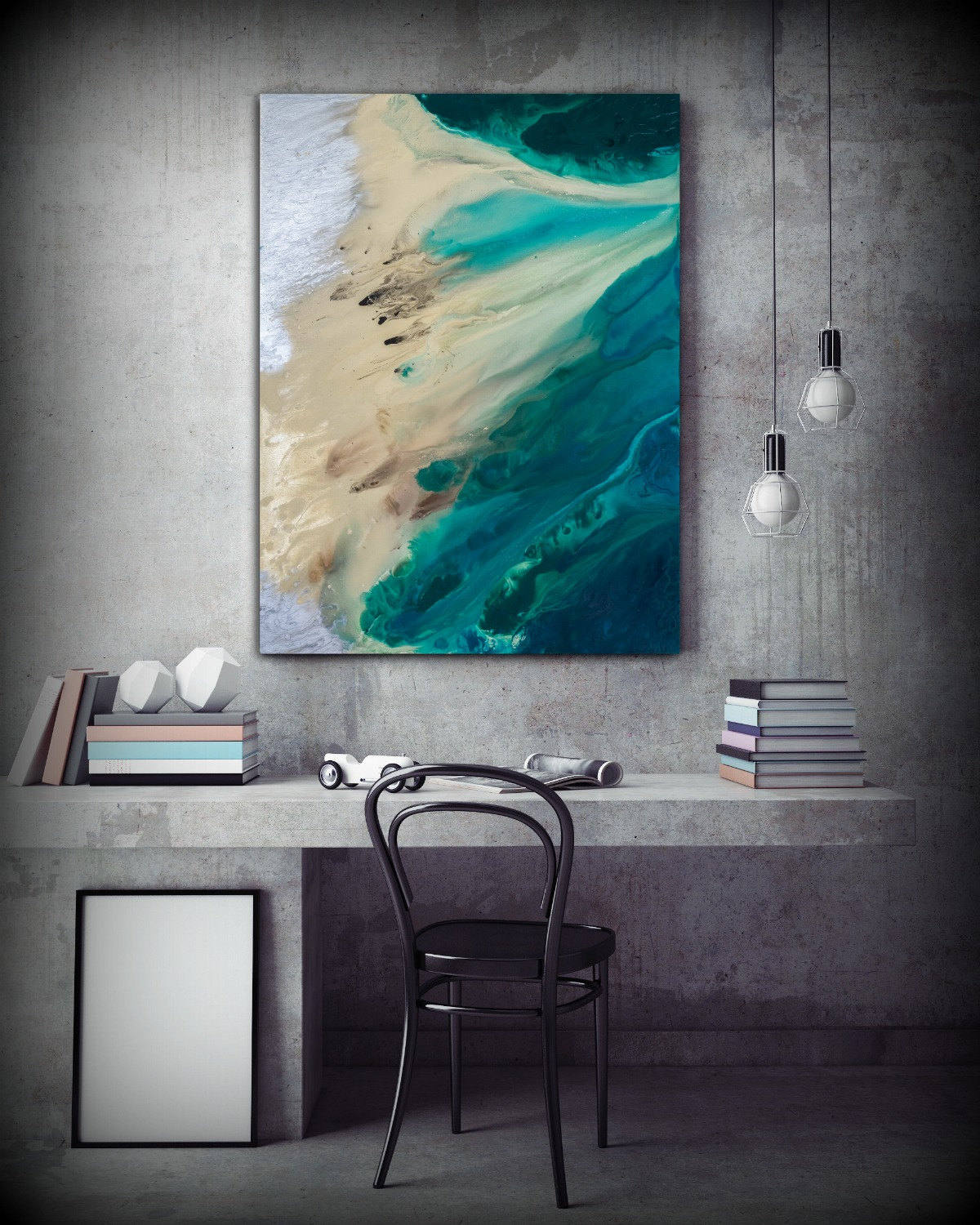 Large ABSTRACT Print of Painting, Blue Painting Print