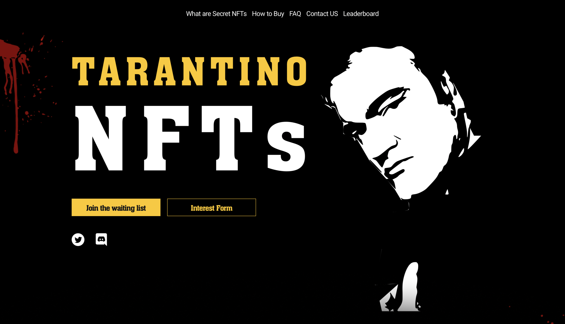 Captura de pantalla de la página oficial de Tarantino